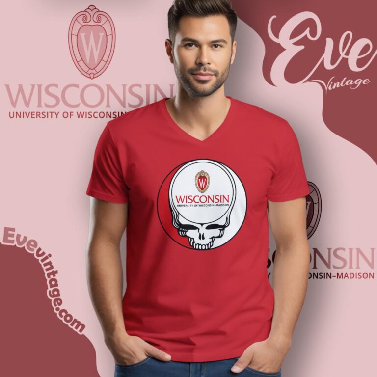 University Of Wisconsin Madison Steal Your Face Grateful Dead Shirt V Neck TShirt University Of Wisconsin Madison Steal Your Face Grateful Dead Shirt V Neck TShirt