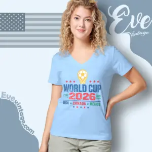 Usa Canada Mexico World Cup Trophy 2026 V Neck TShirt