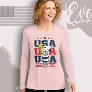 Usa World Cup Shirt Snoopy Holding Trophy Long Sleeve Tee