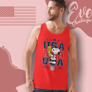 Usa World Cup Shirt Snoopy Holding Trophy Tank Top Racerback