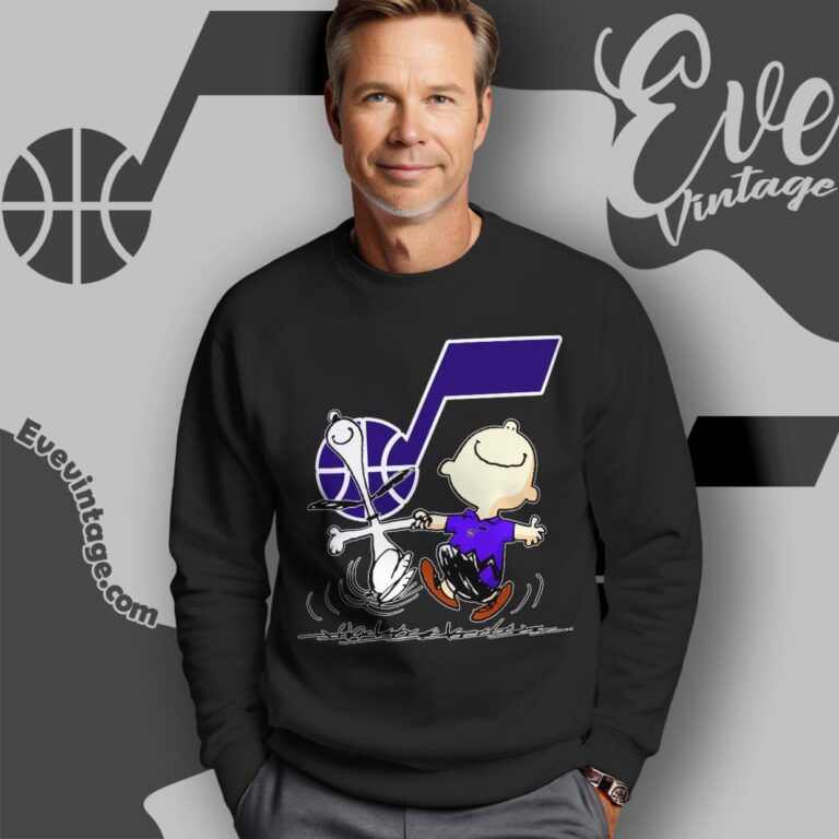 Utah Jazz Charlie Brown Snoopy Happy Dancing Shirt Sweatshirt Utah Jazz Charlie Brown Snoopy Happy Dancing Shirt Sweatshirt