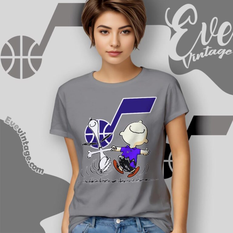 Utah Jazz Charlie Brown Snoopy Happy Dancing Shirt Women T Shirt Utah Jazz Charlie Brown Snoopy Happy Dancing Shirt Women T Shirt