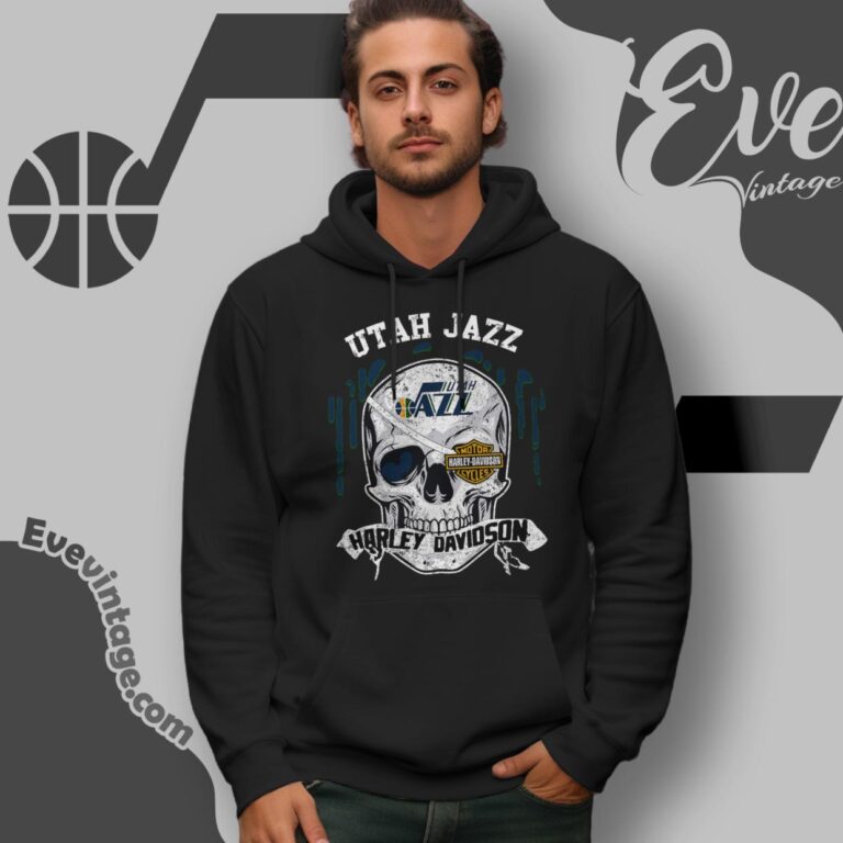 Utah Jazz Harley Davidson Skull Shirt Hoodie Utah Jazz Harley Davidson Skull Shirt Hoodie