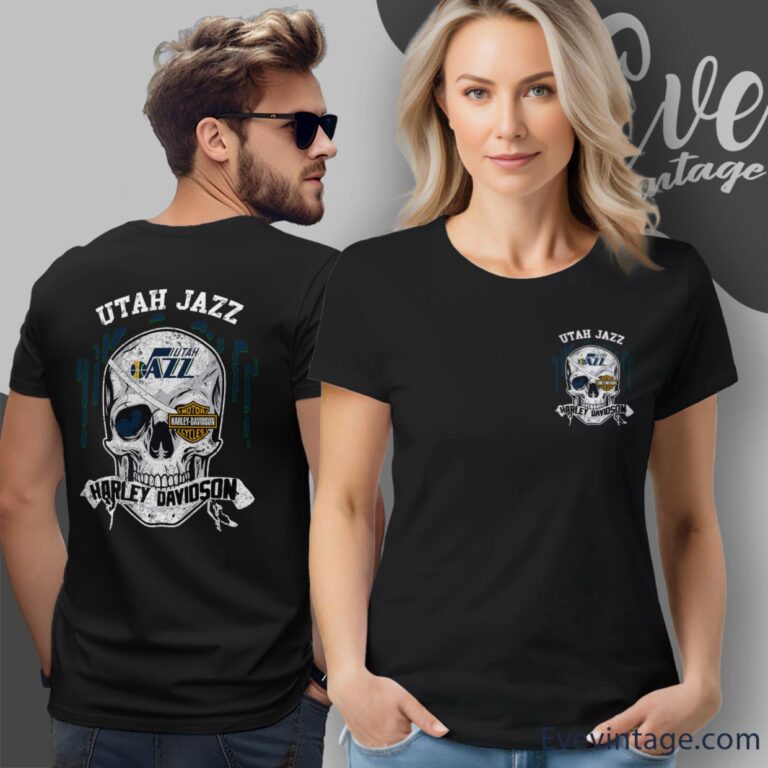 Utah Jazz Harley Davidson Skull Shirt Women T Shirt Utah Jazz Harley Davidson Skull Shirt Women T Shirt