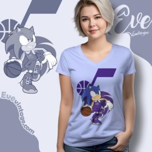 Utah Jazz Sonic The Hedgehog Shirt V Neck TShirt