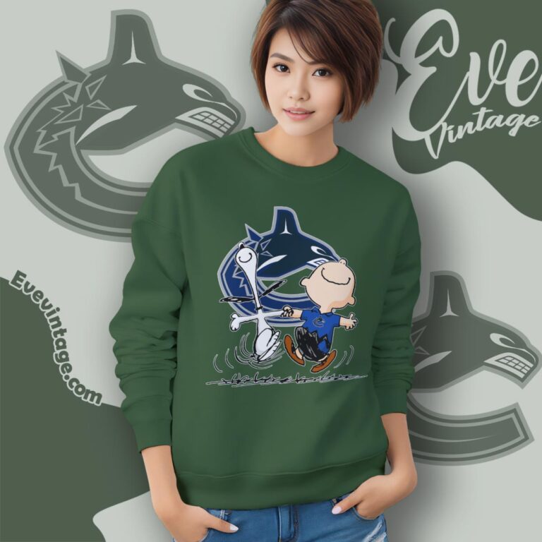 Vancouver Canucks Charlie Brown Snoopy Happy Dancing Shirt Sweatshirt Vancouver Canucks Charlie Brown Snoopy Happy Dancing Shirt Sweatshirt