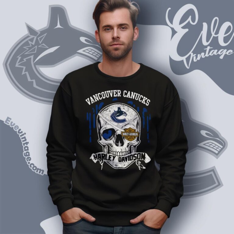Vancouver Canucks Harley Davidson Skull Shirt Sweatshirt Vancouver Canucks Harley Davidson Skull Shirt Sweatshirt