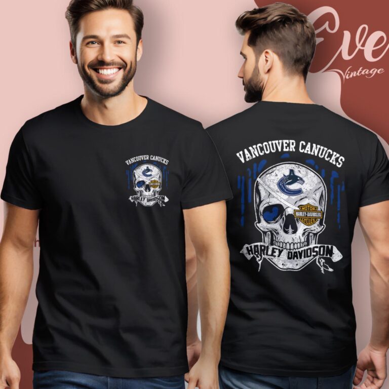 Vancouver Canucks Harley Davidson Skull Shirt Women T Shirt Vancouver Canucks Harley Davidson Skull Shirt Women T Shirt