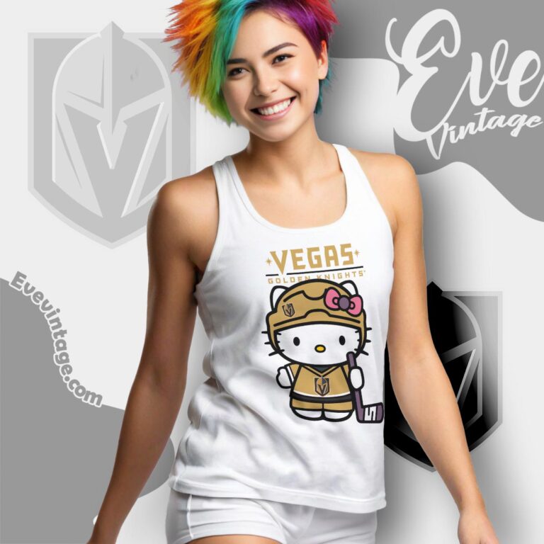 Vegas Golden Knights Hello Kitty Shirt Tank Top Racerback Vegas Golden Knights Hello Kitty Shirt Tank Top Racerback