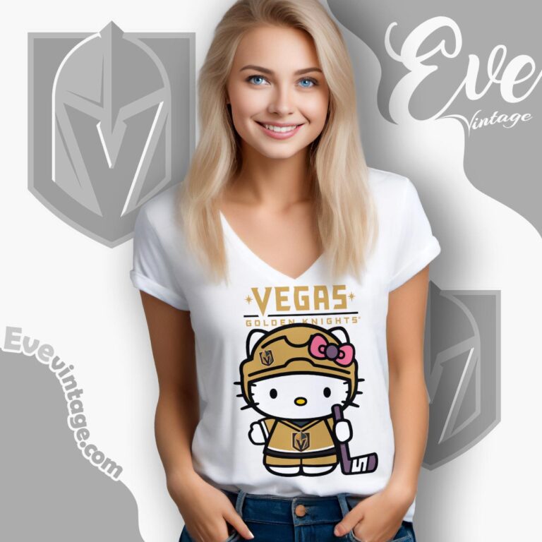 Vegas Golden Knights Hello Kitty Shirt V Neck TShirt Vegas Golden Knights Hello Kitty Shirt V Neck TShirt