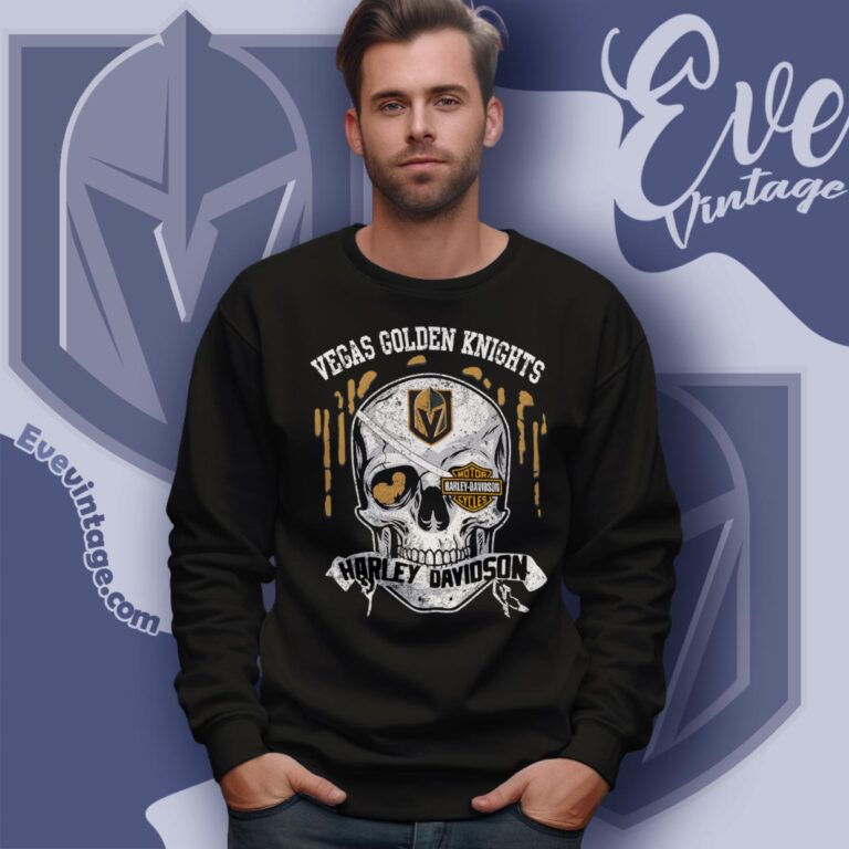 Vegas Golden Knights Harley Davidson Skull Shirt Sweatshirt Vegas Golden Knights Harley Davidson Skull Shirt Sweatshirt