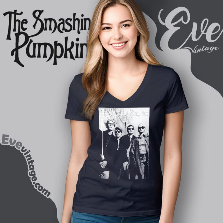 Vintage 1995 The Smashing Pumpkins Shirt V Neck TShirt Vintage 1995 The Smashing Pumpkins Shirt V Neck TShirt