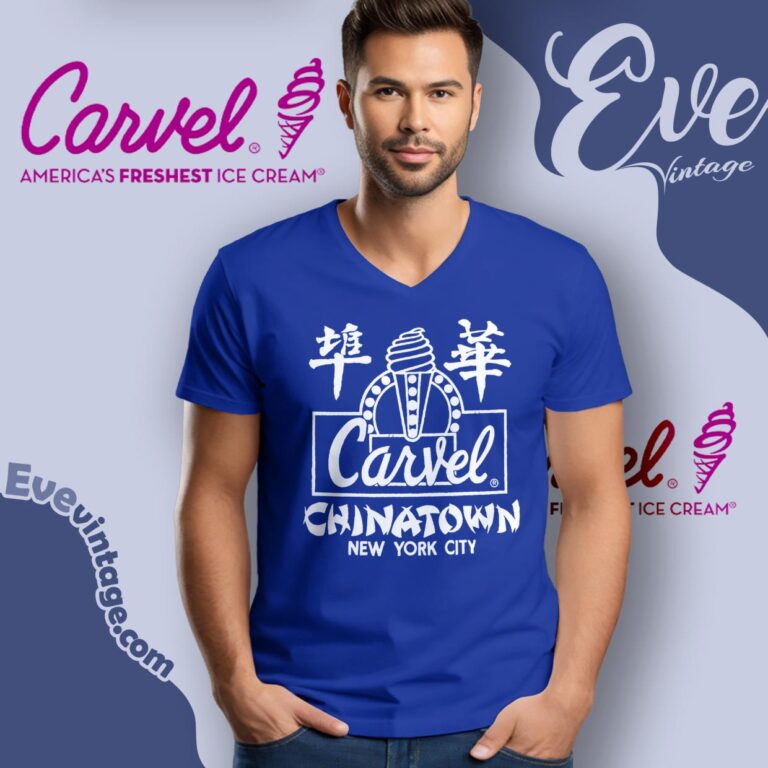 Vintage 80s Carvel Ice Cream Chinatown Ny City Shirt V Neck TShirt Vintage 80s Carvel Ice Cream Chinatown Ny City Shirt V Neck TShirt