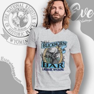 Vintage 90s Buckhorn Bar Shirt Laramie Wyoming Dive Bar V Neck TShirt