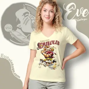 Vintage 90s Florida State Seminoles Football V Neck TShirt