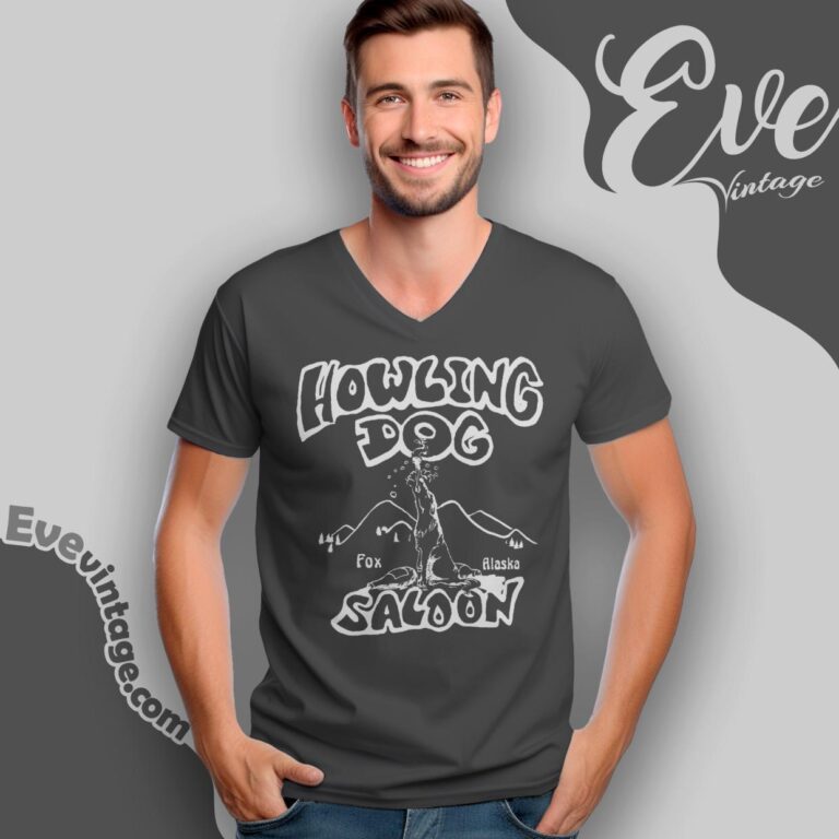 Vintage 90s Howling Dog Saloon Shirt Fox Alaska Souvenir V Neck TShirt Vintage 90s Howling Dog Saloon Shirt Fox Alaska Souvenir V Neck TShirt