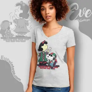 Vintage 90s Snoopy And Lucy V Neck TShirt