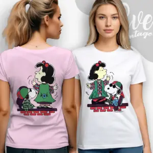 Vintage 90s Snoopy And Lucy Women T shirt