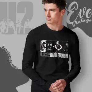 Vintage 90s U2 Shirt Rattle And Hum Art Long Sleeve Tee