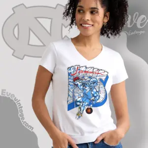 Vintage 90s Unc Tar Heels Jammin Basketball V Neck TShirt