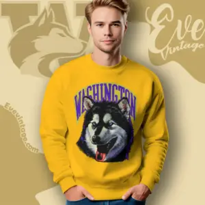 Vintage 90s Uw Washington Huskies Mascot Sweatshirt