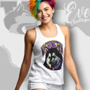 Vintage 90s Uw Washington Huskies Mascot Tank Top Racerback