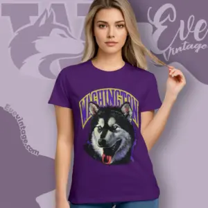 Vintage 90s Uw Washington Huskies Mascot Women T shirt