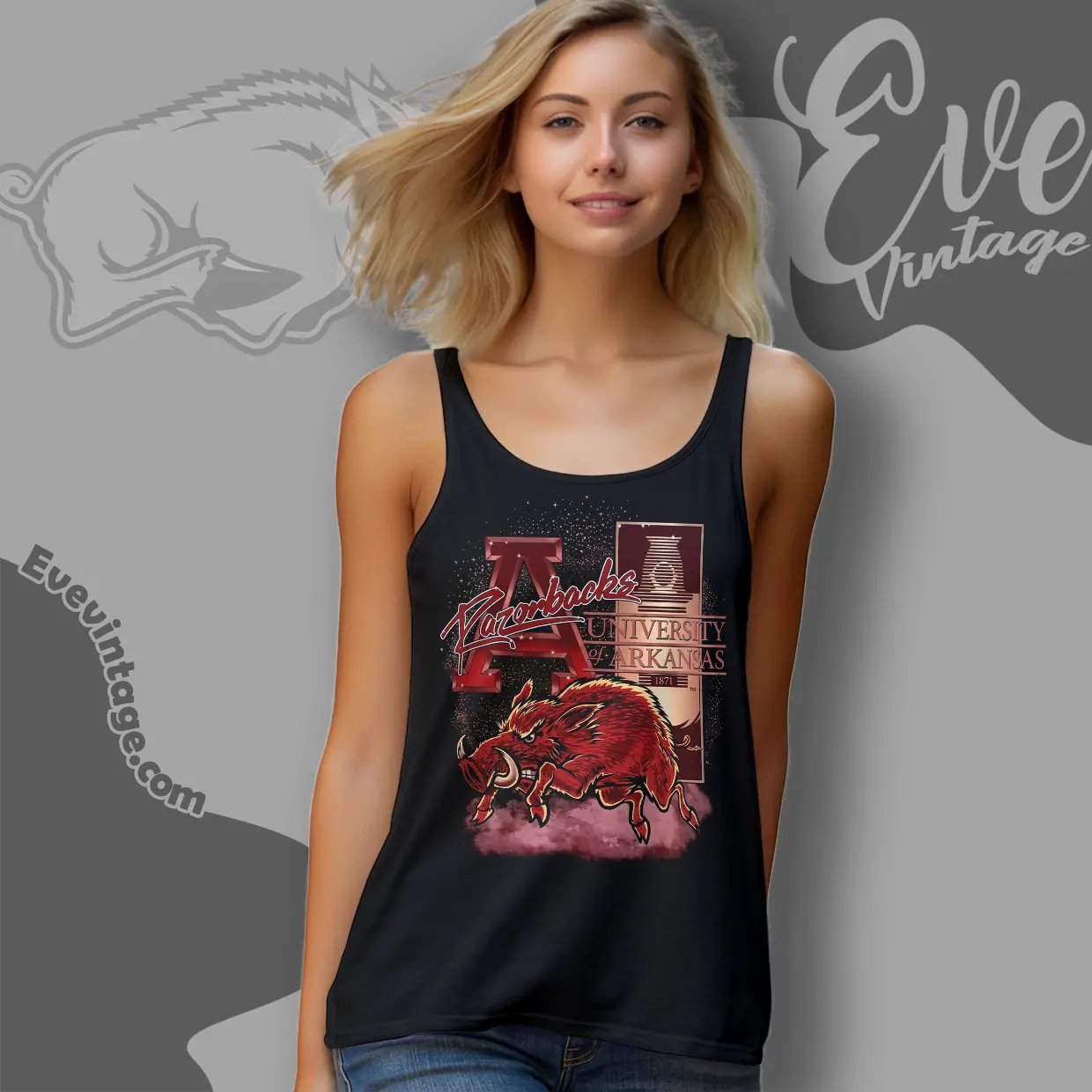 Vintage Arkansas Razorbacks Uark Mascot Tank Top Racerback Vintage Arkansas Razorbacks Uark Mascot Tank Top Racerback