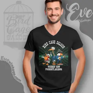 Vintage Bird Cage Saloon Shirt Prescott Dive Bar V Neck TShirt