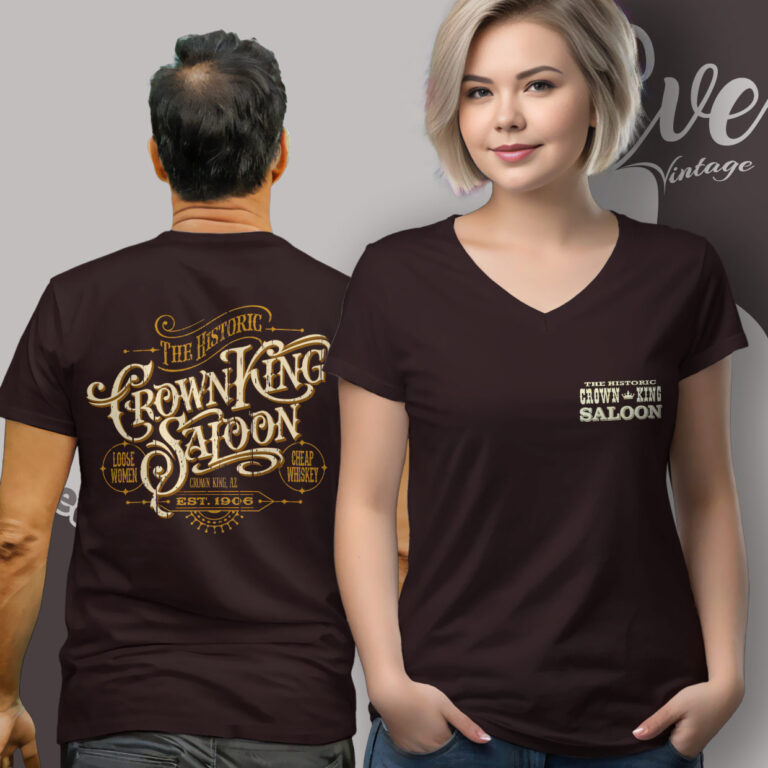 Vintage Dive Bar Crown King Saloon Shirt V Neck TShirt Vintage Dive Bar Crown King Saloon Shirt V Neck TShirt