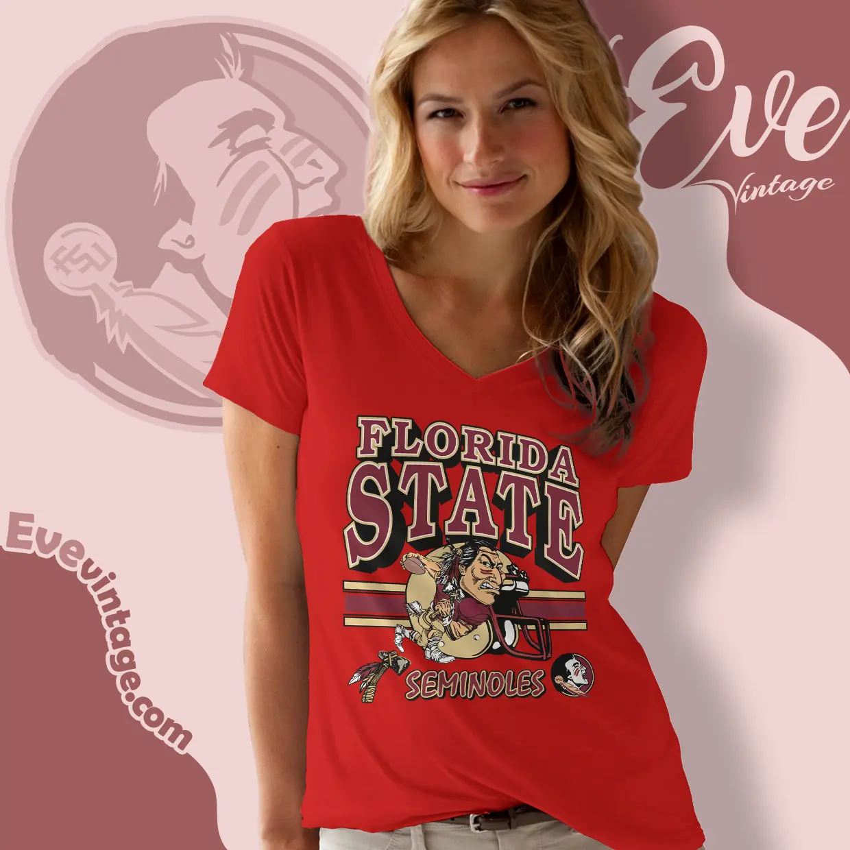 Vintage Fsu Seminoles Football Helmet V Neck TShirt Vintage Fsu Seminoles Football Helmet V Neck TShirt