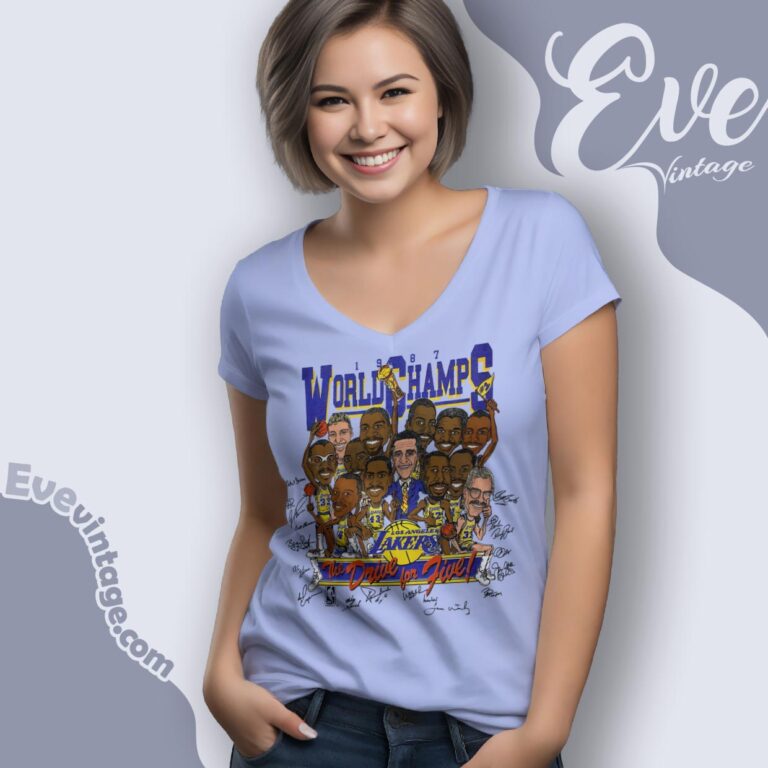 Vintage Lakers 1987 Shirt World Champions The Drive For Five V Neck TShirt Vintage Lakers 1987 Shirt World Champions The Drive For Five V Neck TShirt