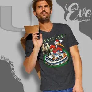 Vintage Miami Hurricanes Mascot V Neck TShirt