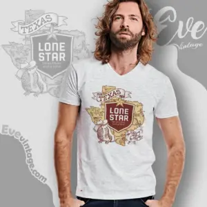 Vintage Pabst Lone Star Texas Map V Neck TShirt