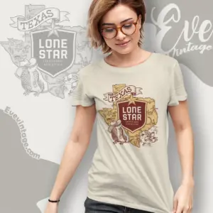 Vintage Pabst Lone Star Texas Map Women T shirt