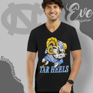 Vintage Tar Heels Mascot V Neck TShirt
