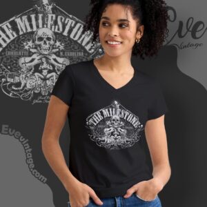 Vintage The Milestone Charlotte Rock Club Shirt Nc Dive Bar Tee V Neck TShirt