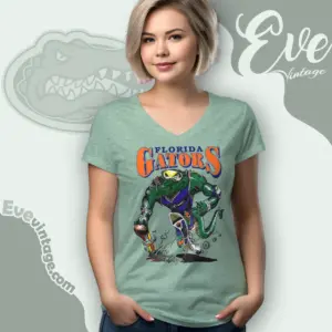 Vintage Uf Florida Gators Basketball Mascot V Neck TShirt