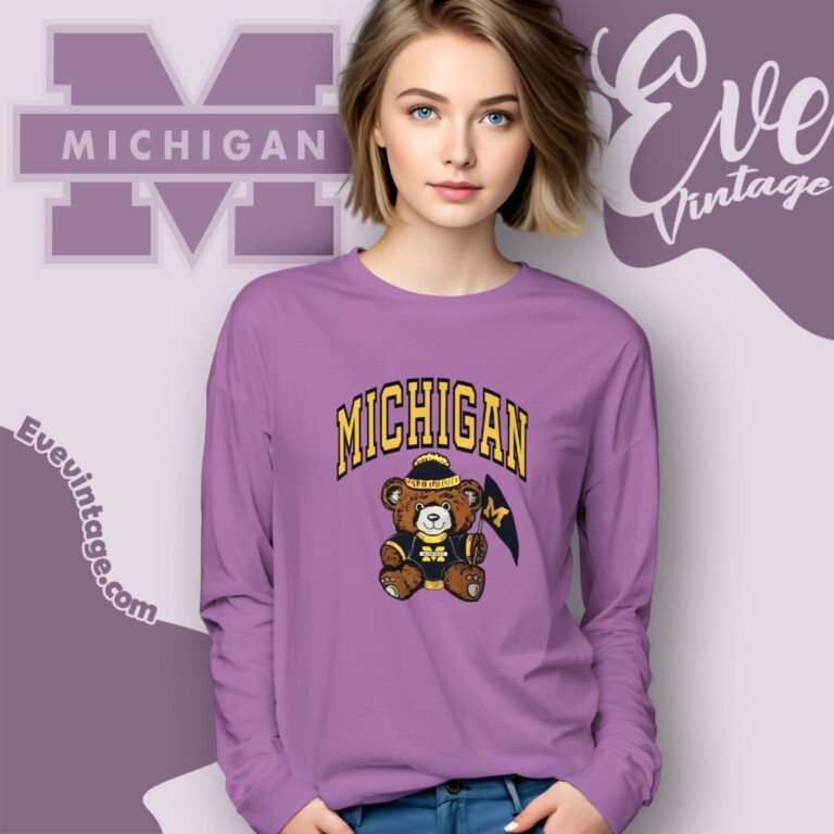 Vintage University Of Michigan Bear Shirt Long Sleeve Tee Vintage University Of Michigan Bear Shirt Long Sleeve Tee