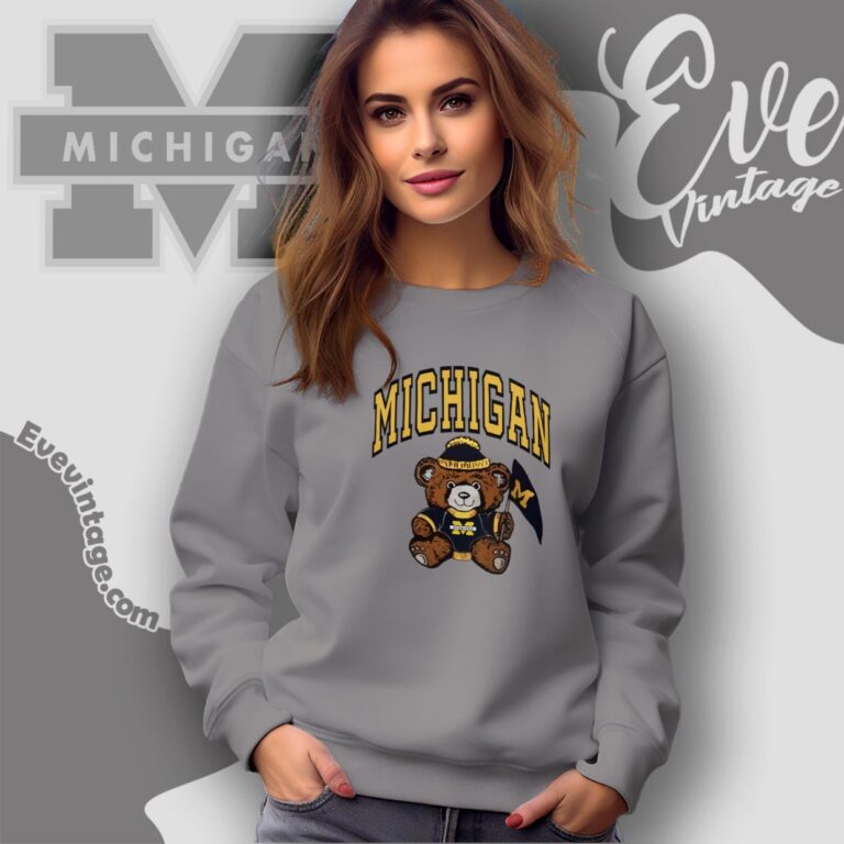 Vintage University Of Michigan Bear Shirt Sweatshirt Vintage University Of Michigan Bear Shirt Sweatshirt