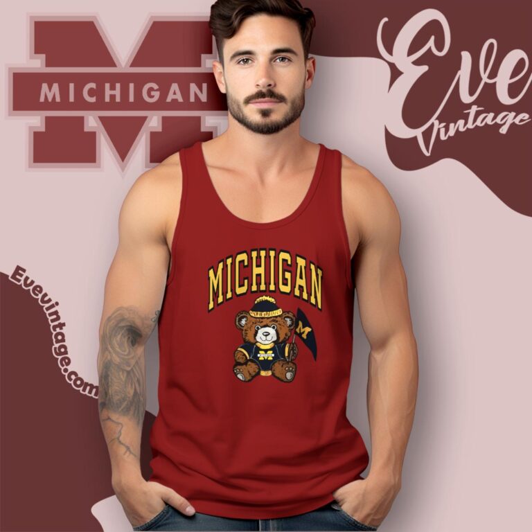 Vintage University Of Michigan Bear Shirt Tank Top Racerback Vintage University Of Michigan Bear Shirt Tank Top Racerback