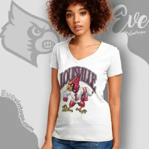 Vintage Uofl Louisville Cardinals Mascot V Neck TShirt