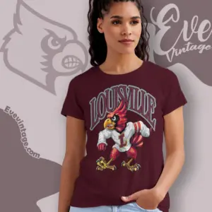 Vintage Uofl Louisville Cardinals Mascot Women T shirt