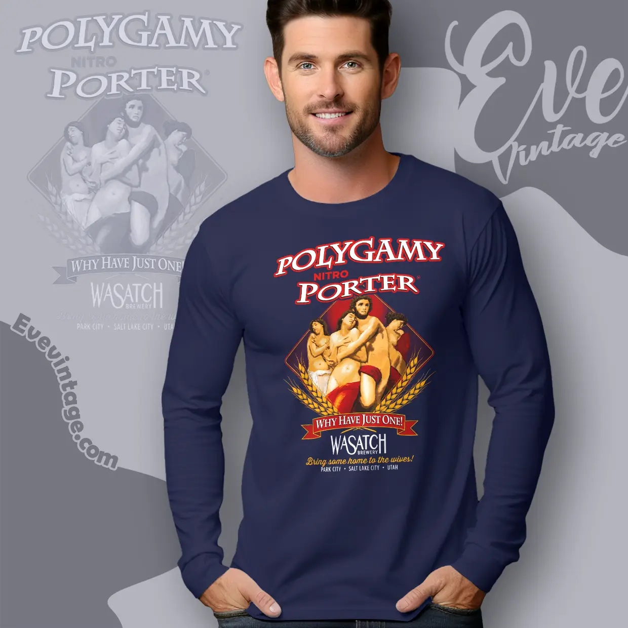 Wasatch Beer Polygamy Porter Long Sleeve Tee Wasatch Beer Polygamy Porter Long Sleeve Tee