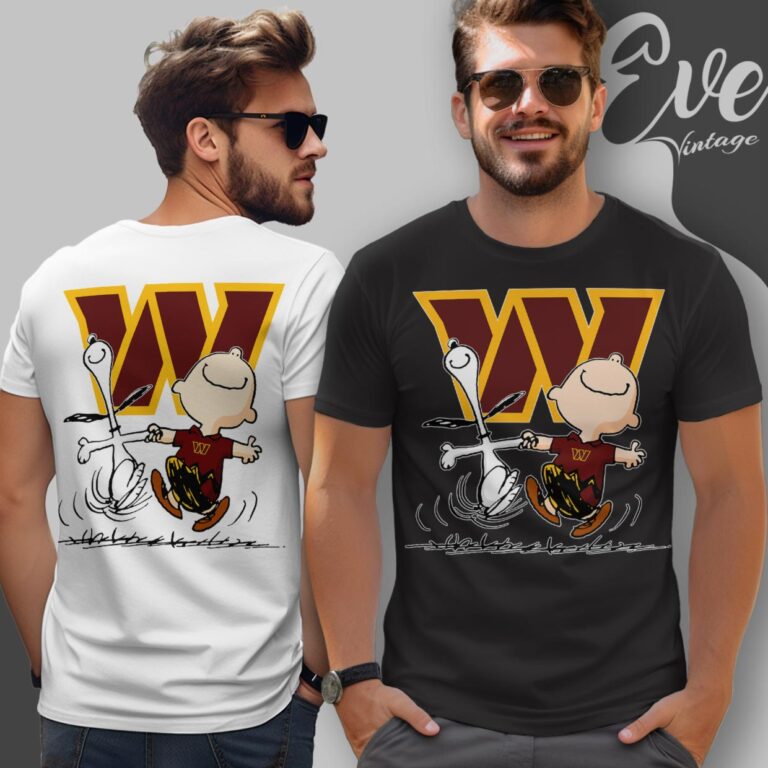 Washington Commanders Charlie Brown Snoopy Happy Dancing Shirt T Shirt Washington Commanders Charlie Brown Snoopy Happy Dancing Shirt T Shirt