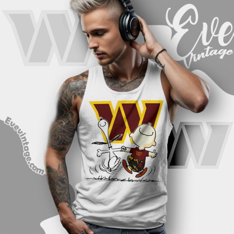 Washington Commanders Charlie Brown Snoopy Happy Dancing Shirt Tank Top Racerback Washington Commanders Charlie Brown Snoopy Happy Dancing Shirt Tank Top Racerback