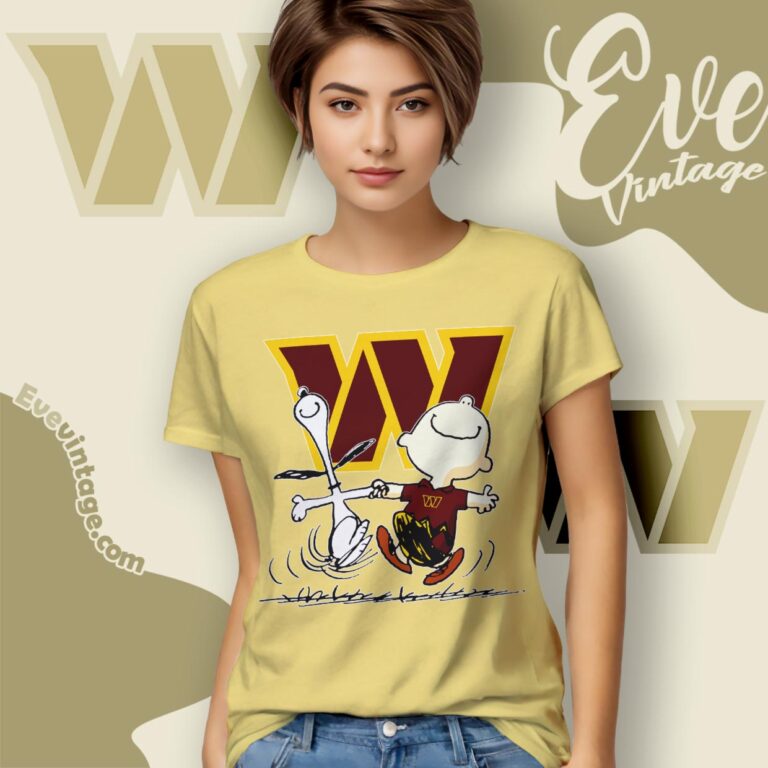 Washington Commanders Charlie Brown Snoopy Happy Dancing Shirt Women T Shirt Washington Commanders Charlie Brown Snoopy Happy Dancing Shirt Women T Shirt