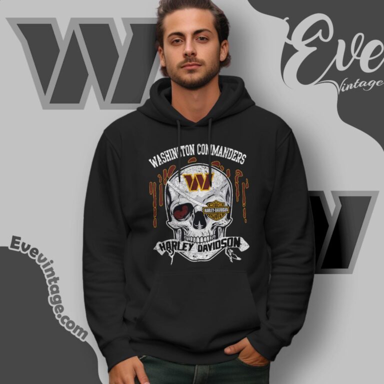 Washington Commanders Harley Davidson Skull Shirt Hoodie Washington Commanders Harley Davidson Skull Shirt Hoodie
