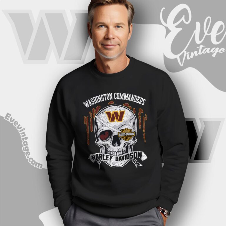 Washington Commanders Harley Davidson Skull Shirt Sweatshirt Washington Commanders Harley Davidson Skull Shirt Sweatshirt