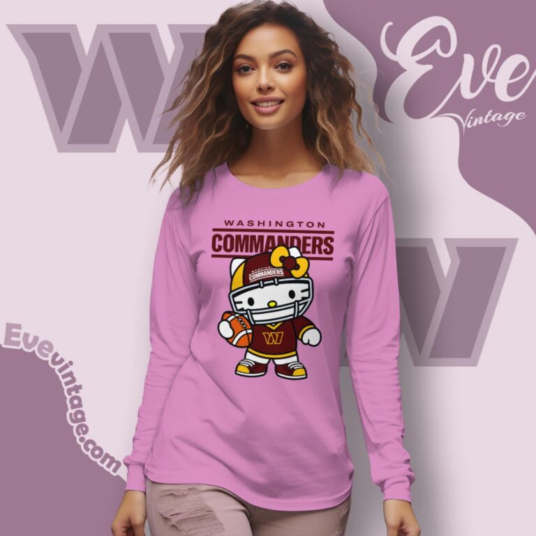 Washington Commanders Hello Kitty Shirt Long Sleeve Tee Washington Commanders Hello Kitty Shirt Long Sleeve Tee